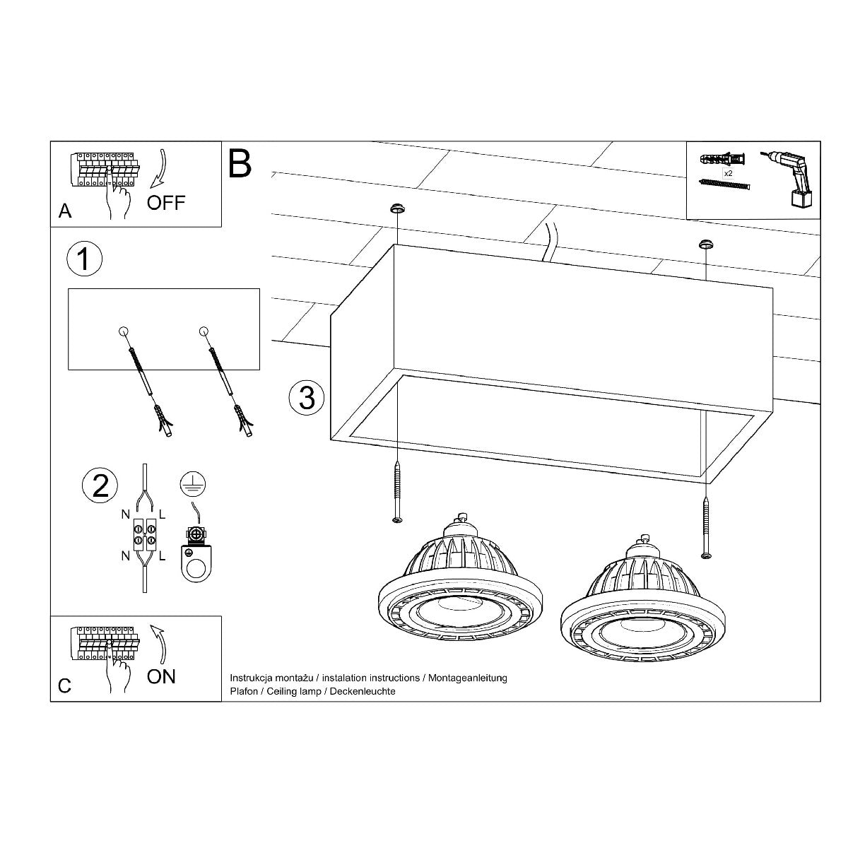 Lubinis Šviestuvas "Concrete Square2 L"