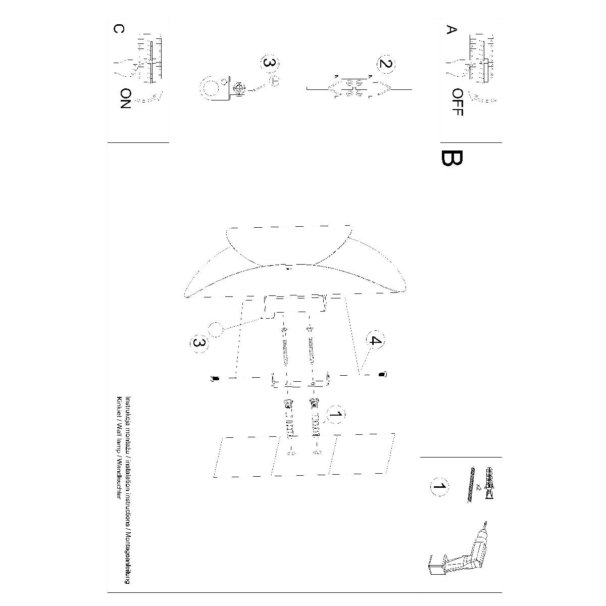 Sieninis šviestuvas "Tear Black"